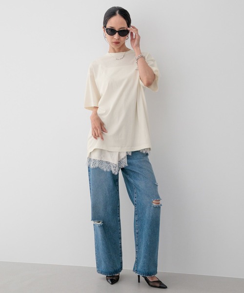 HEREIAM（ヘレイアム）の「【HEREIAM】ユニセックス/ピグメントクラッシュＴ（Tシャツ/カットソー・レディース・ブラック系/ライム/アイボリー・FREE）」の6枚目の写真