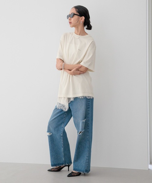 HEREIAM（ヘレイアム）の「【HEREIAM】ユニセックス/ピグメントクラッシュＴ（Tシャツ/カットソー・レディース・ブラック系/ライム/アイボリー・FREE）」の7枚目の写真