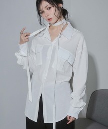 ENVYM（アンビー）の「ウエストシェイプボウタイシャツ（シャツ/ブラウス）」