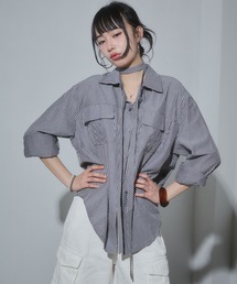 ENVYM（アンビー）の「ウエストシェイプボウタイシャツ（シャツ/ブラウス）」