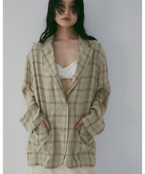 anuke(アンヌーク)の「anuke Check Over Jacket(テーラードジャケット・レディース・ベージュ・38/36)」の5枚目の写真