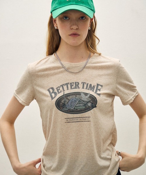 uchi.(ウチ)の「ヴィンテージライク プリントTシャツ(Tシャツ/カットソー・レディース・ベージュ/ネイビー/チャコールグレー・FREE)」の3枚目の写真