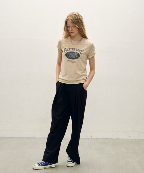 uchi.(ウチ)の「ヴィンテージライク プリントTシャツ(Tシャツ/カットソー・レディース・ベージュ/ネイビー/チャコールグレー・FREE)」の10枚目の写真