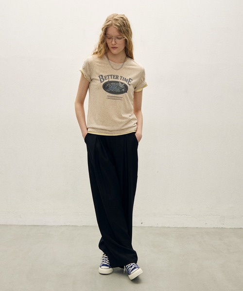 uchi.(ウチ)の「ヴィンテージライク プリントTシャツ(Tシャツ/カットソー・レディース・ベージュ/ネイビー/チャコールグレー・FREE)」の11枚目の写真