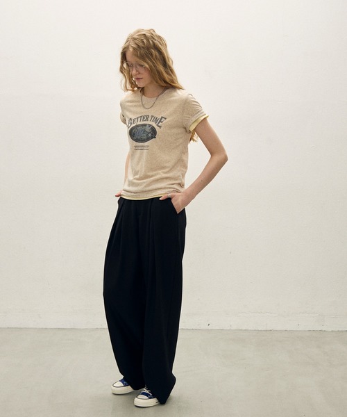 uchi.(ウチ)の「ヴィンテージライク プリントTシャツ(Tシャツ/カットソー・レディース・ベージュ/ネイビー/チャコールグレー・FREE)」の12枚目の写真
