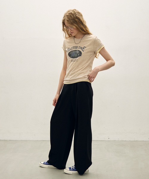 uchi.(ウチ)の「ヴィンテージライク プリントTシャツ(Tシャツ/カットソー・レディース・ベージュ/ネイビー/チャコールグレー・FREE)」の14枚目の写真