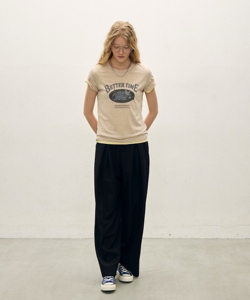 uchi.(ウチ)の「ヴィンテージライク プリントTシャツ(Tシャツ/カットソー・レディース・ベージュ/ネイビー/チャコールグレー・FREE)」の6枚目の写真