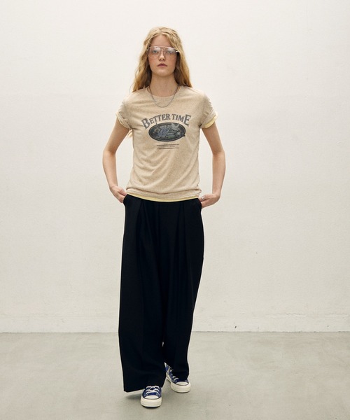 uchi.(ウチ)の「ヴィンテージライク プリントTシャツ(Tシャツ/カットソー・レディース・ベージュ/ネイビー/チャコールグレー・FREE)」の7枚目の写真
