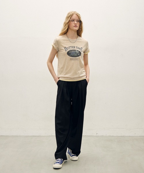 uchi.(ウチ)の「ヴィンテージライク プリントTシャツ(Tシャツ/カットソー・レディース・ベージュ/ネイビー/チャコールグレー・FREE)」の8枚目の写真