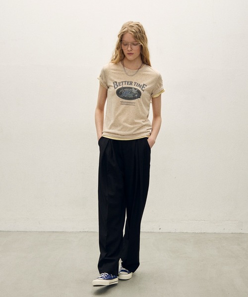 uchi.(ウチ)の「ヴィンテージライク プリントTシャツ(Tシャツ/カットソー・レディース・ベージュ/ネイビー/チャコールグレー・FREE)」の9枚目の写真