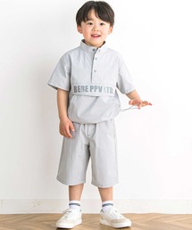 BeBe Petits Pois Vert（ベベプチポワヴェール）の「【店舗限定】タフタアノラックデザイントップス＆ハーフパンツ セット（セットアップ）」