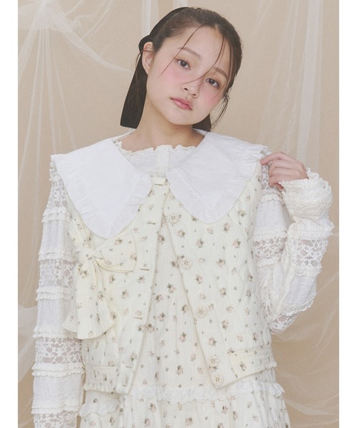 merry jenny(メリージェニー)の「お花キルティングベスト(ベスト・レディース・ブルー/ピンク・FREE)」の1枚目の写真
