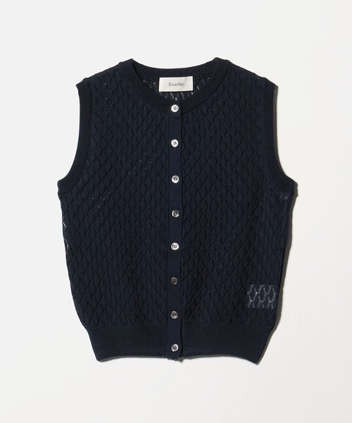 6(ロク)の「【別注】<Ernie Palo for 6>OPEN WORK KNIT VEST/ニットベスト(ベスト・レディース・ネイビー/ライトピンク・38)」の1枚目の写真