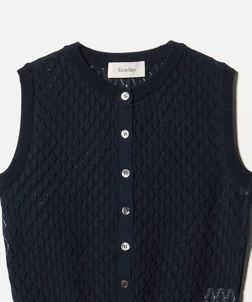 6(ロク)の「【別注】<Ernie Palo for 6>OPEN WORK KNIT VEST/ニットベスト(ベスト・レディース・ネイビー/ライトピンク・38)」の6枚目の写真