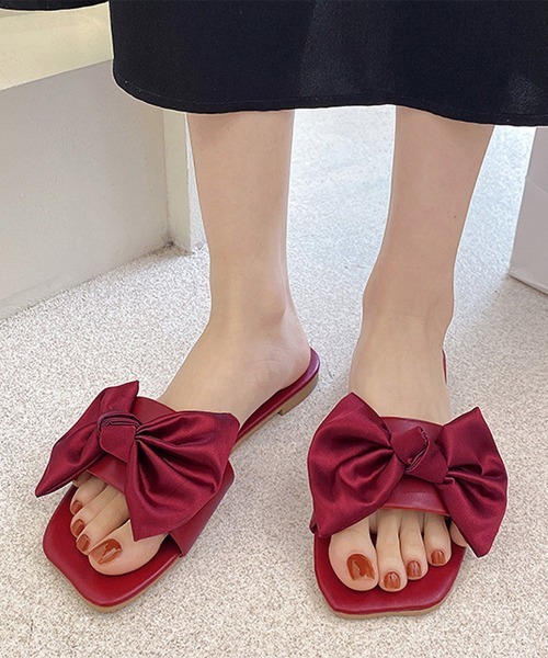 Miniministore(ミニミニストア)の「サンダル レディース リボン 蝶結び 夏(サンダル・レディース・ワインレッド/ブラック/アイボリー・22.5cm/23.0cm/23.5cm/24.0cm/24.5cm/25.0cm)」の1枚目の写真