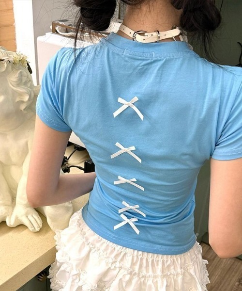Vipoa（ヴィポア）の「ナンバリングレースカットソー（Tシャツ/カットソー・レディース・ブルー・FREE）」の7枚目の写真