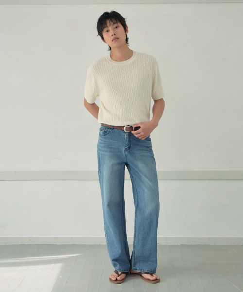 WEDNESDAY OASIS（ウェンズデーオアシス）の「ウォッシャブルケーブルクロップハーフニット_CREAM(WC26KN84)（ニット/セーター・メンズ・Cream・MEDIUM/LARGE）」の3枚目の写真