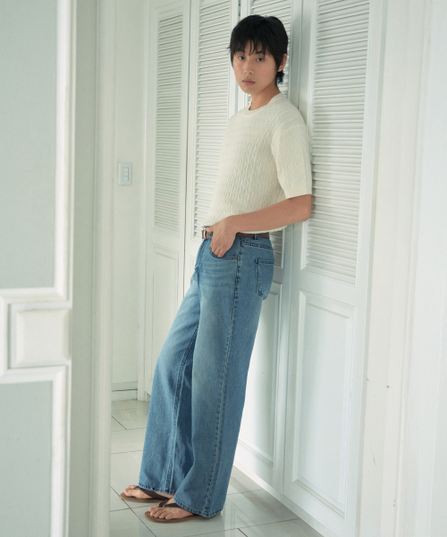 WEDNESDAY OASIS（ウェンズデーオアシス）の「ウォッシャブルケーブルクロップハーフニット_CREAM(WC26KN84)（ニット/セーター・メンズ・Cream・MEDIUM/LARGE）」の4枚目の写真