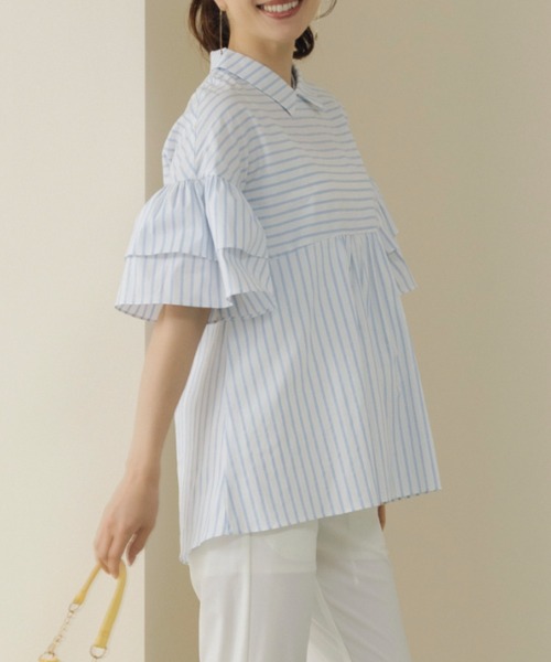 Sono(ソーノ)の「【SONO/ソーノ】ハミングマリーナブラウス(シャツ/ブラウス・レディース・ネイビー/ライトブルー・F)」の4枚目の写真