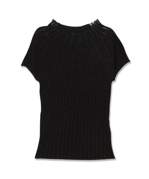 Guess(ゲス)の「PERILLA Sheer Yoke Top ニット 半袖(ニット/セーター・レディース・ブラック/ライトブルー・X-SMALL/SMALL/LARGE/MEDIUM)」の1枚目の写真