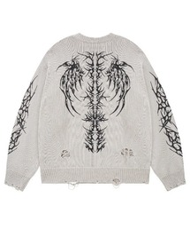 A'GEM/9 × .kom 『SUPPLIER/サプライヤー』 Distressed Tribal Bones Crew Knit/ディストレスト トライバル ボーン クルー ニット