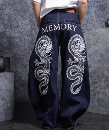#MEMORY（メモリー）の「【MEMORY】ドラゴン刺繍デニムバレルパンツ / Dragon Embroidered Denim Barrel Pants（デニムパンツ）」