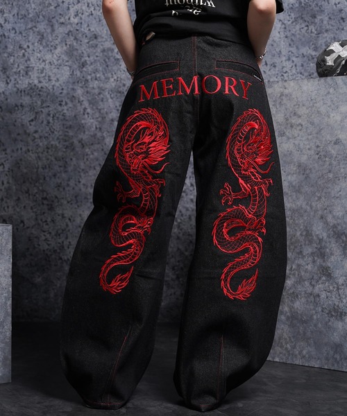 #MEMORY(メモリー)の「【MEMORY】ドラゴン刺繍デニムバレルパンツ / Dragon Embroidered Denim Barrel Pants(デニムパンツ・メンズ・ネイビー/ブラック・XL/M/L)」の16枚目の写真