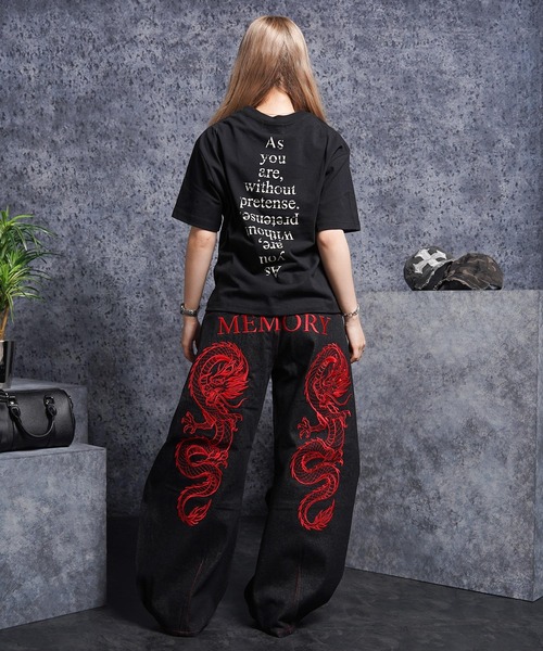 #MEMORY(メモリー)の「【MEMORY】ドラゴン刺繍デニムバレルパンツ / Dragon Embroidered Denim Barrel Pants(デニムパンツ・メンズ・ネイビー/ブラック・XL/M/L)」の5枚目の写真