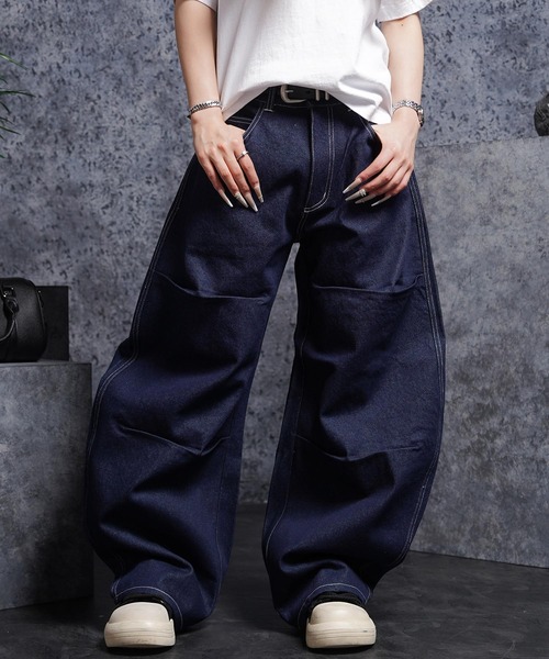 #MEMORY(メモリー)の「【MEMORY】ドラゴン刺繍デニムバレルパンツ / Dragon Embroidered Denim Barrel Pants(デニムパンツ・メンズ・ネイビー/ブラック・XL/M/L)」の6枚目の写真