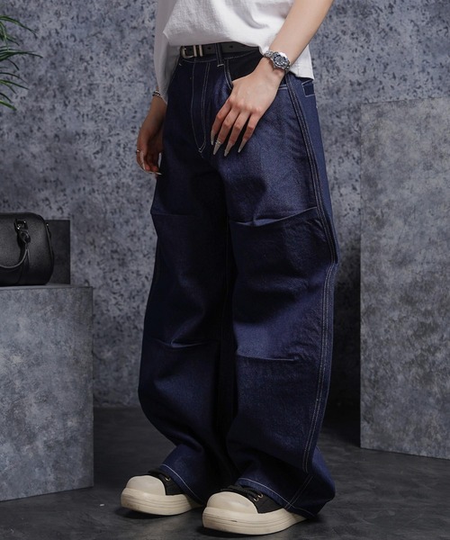 #MEMORY(メモリー)の「【MEMORY】ドラゴン刺繍デニムバレルパンツ / Dragon Embroidered Denim Barrel Pants(デニムパンツ・メンズ・ネイビー/ブラック・XL/M/L)」の7枚目の写真