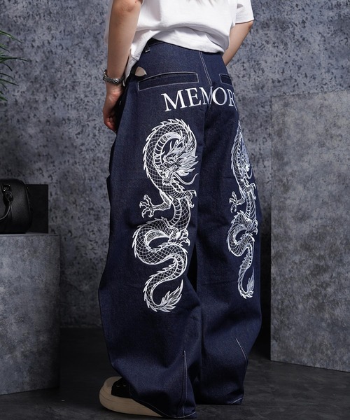 #MEMORY(メモリー)の「【MEMORY】ドラゴン刺繍デニムバレルパンツ / Dragon Embroidered Denim Barrel Pants(デニムパンツ・メンズ・ネイビー/ブラック・XL/M/L)」の8枚目の写真