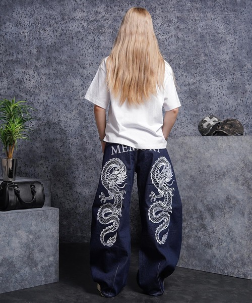 #MEMORY(メモリー)の「【MEMORY】ドラゴン刺繍デニムバレルパンツ / Dragon Embroidered Denim Barrel Pants(デニムパンツ・メンズ・ネイビー/ブラック・XL/M/L)」の12枚目の写真