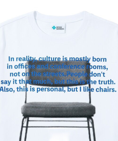WHO'S WHO gallery（フーズフーギャラリー）の「【OFFICE SERVICES】 OFFICE CHAIR TEE（Tシャツ/カットソー・レディース・ホワイト/ブラック・LARGE/MEDIUM）」の18枚目の写真