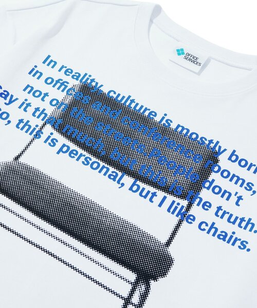 WHO'S WHO gallery（フーズフーギャラリー）の「【OFFICE SERVICES】 OFFICE CHAIR TEE（Tシャツ/カットソー・レディース・ホワイト/ブラック・LARGE/MEDIUM）」の3枚目の写真