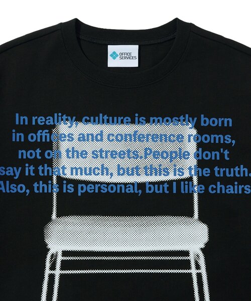WHO'S WHO gallery（フーズフーギャラリー）の「【OFFICE SERVICES】 OFFICE CHAIR TEE（Tシャツ/カットソー・レディース・ホワイト/ブラック・LARGE/MEDIUM）」の7枚目の写真