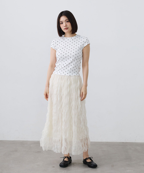 Mirette（ミレット）の「ワッシャーチュールロングスカート / Washer Tulle Long Skirt（スカート・レディース・オフホワイト/ブラック・FREE）」の18枚目の写真