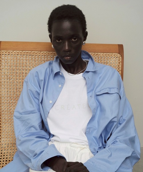 FRONT 11201（フロントワンワントゥーオーワン）の「Organic Flap Twill Shirt（シャツ/ブラウス・メンズ・サックスブルー/ホワイト・M/S/L/XL）」の2枚目の写真