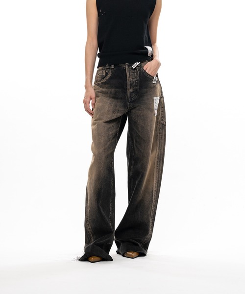 Maison MIHARA YASUHIRO(メゾンミハラヤスヒロ)の「Amateur Sewn Like Wide Denim Pants(デニムパンツ・レディース・ダークインディゴブルー/ブラック/インディゴブルー・36/38)」の5枚目の写真