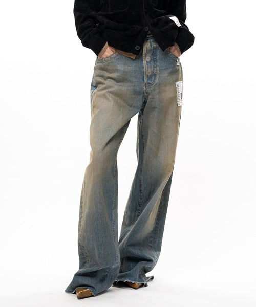 Maison MIHARA YASUHIRO(メゾンミハラヤスヒロ)の「Amateur Sewn Like Wide Denim Pants(デニムパンツ・レディース・ダークインディゴブルー/ブラック/インディゴブルー・36/38)」の14枚目の写真