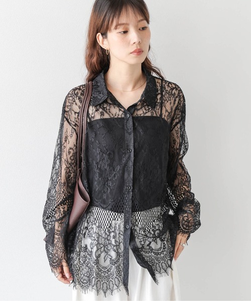AMELY(エミリー)の「総レース シアーシャツ(シャツ/ブラウス・レディース・ホワイト/ブラック・フリー)」の12枚目の写真
