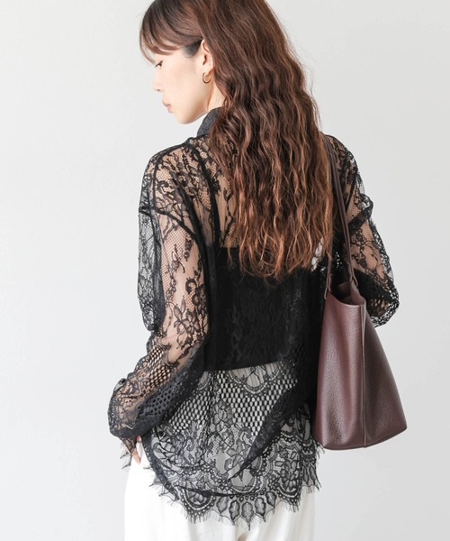AMELY(エミリー)の「総レース シアーシャツ(シャツ/ブラウス・レディース・ホワイト/ブラック・フリー)」の14枚目の写真