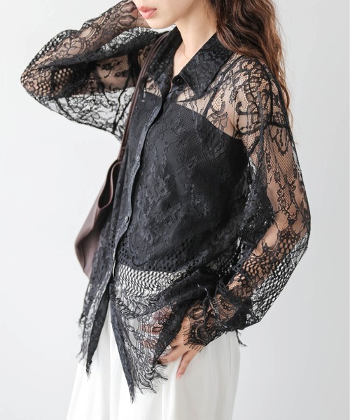 AMELY(エミリー)の「総レース シアーシャツ(シャツ/ブラウス・レディース・ホワイト/ブラック・フリー)」の18枚目の写真