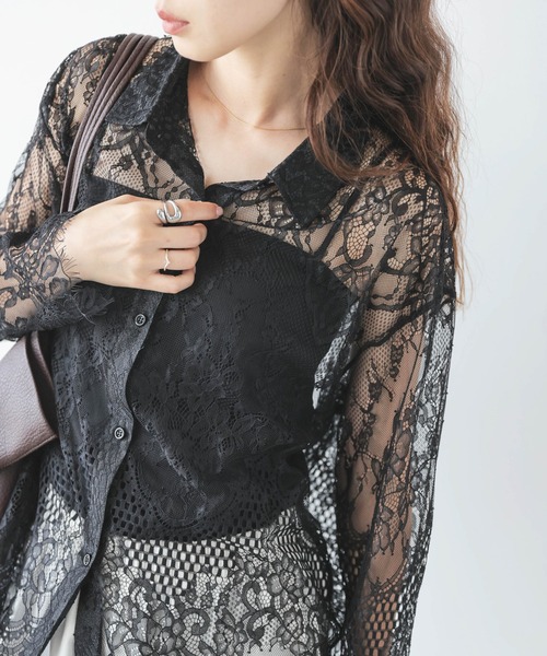 AMELY(エミリー)の「総レース シアーシャツ(シャツ/ブラウス・レディース・ホワイト/ブラック・フリー)」の19枚目の写真