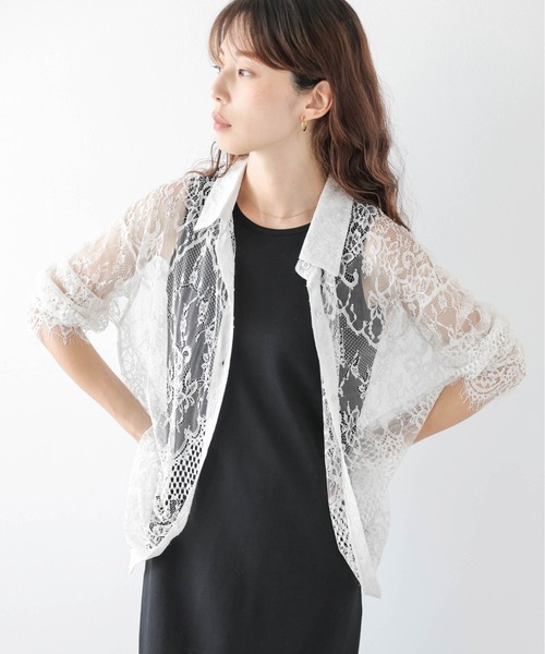 AMELY(エミリー)の「総レース シアーシャツ(シャツ/ブラウス・レディース・ホワイト/ブラック・フリー)」の9枚目の写真