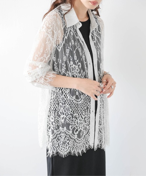 AMELY(エミリー)の「総レース シアーシャツ(シャツ/ブラウス・レディース・ホワイト/ブラック・フリー)」の11枚目の写真