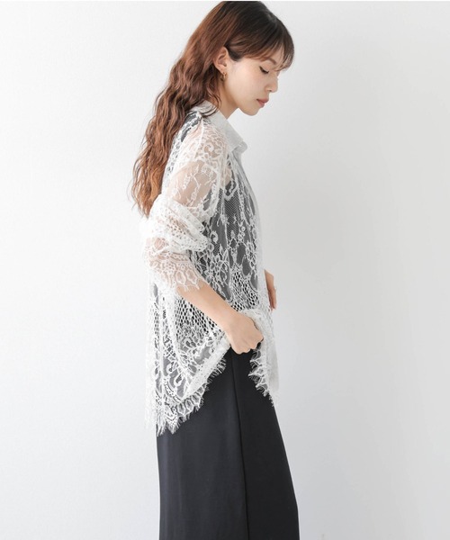 AMELY(エミリー)の「総レース シアーシャツ(シャツ/ブラウス・レディース・ホワイト/ブラック・フリー)」の5枚目の写真