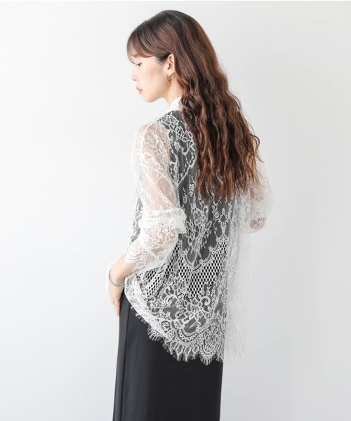 AMELY(エミリー)の「総レース シアーシャツ(シャツ/ブラウス・レディース・ホワイト/ブラック・フリー)」の6枚目の写真