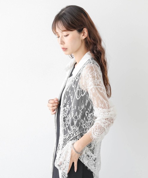 AMELY(エミリー)の「総レース シアーシャツ(シャツ/ブラウス・レディース・ホワイト/ブラック・フリー)」の7枚目の写真