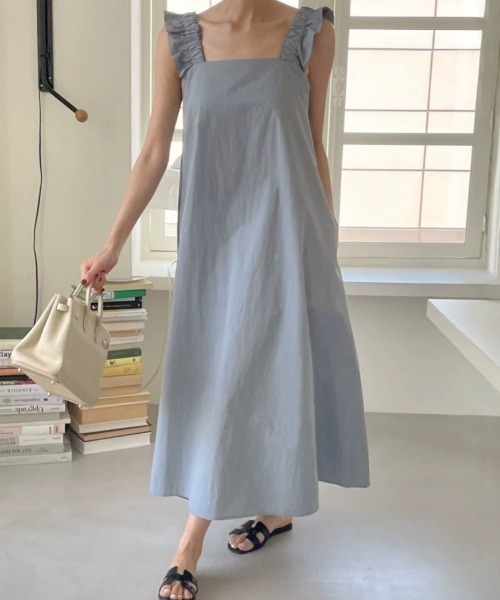 YUGA(ユーガ)の「YUGA_YGMC Korean-style Frill-sleeve resort dress(ワンピース・レディース・ライトブルー/ライトベージュ・FREE)」の7枚目の写真