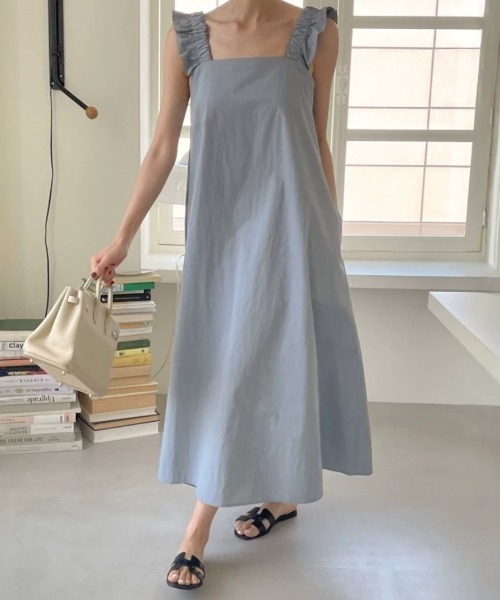 YUGA(ユーガ)の「YUGA_YGMC Korean-style Frill-sleeve resort dress(ワンピース・レディース・ライトブルー/ライトベージュ・FREE)」の12枚目の写真